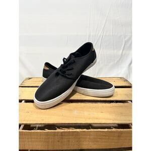 TOMS Mens Size 10.5 Black Canvas Lace Up Sneakers Earthwise Casual Shoes